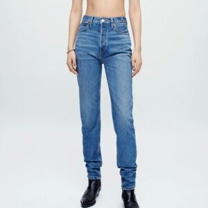 RE/DONE Super High Drainpipe Atomic Denim Jeans ankle zipper straight leg